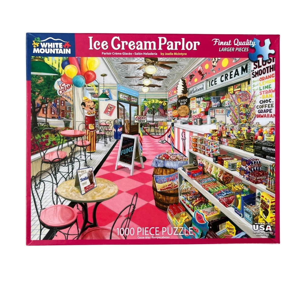 White Mountain Ice Cream Parlor 1000 Piece Jigsaw Puzzle Complete